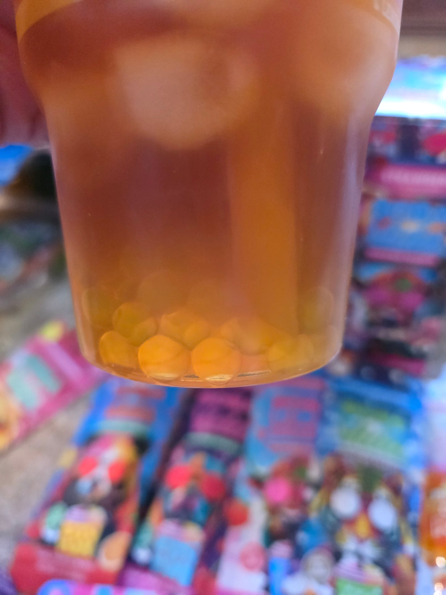 Boba with straw and tea bag